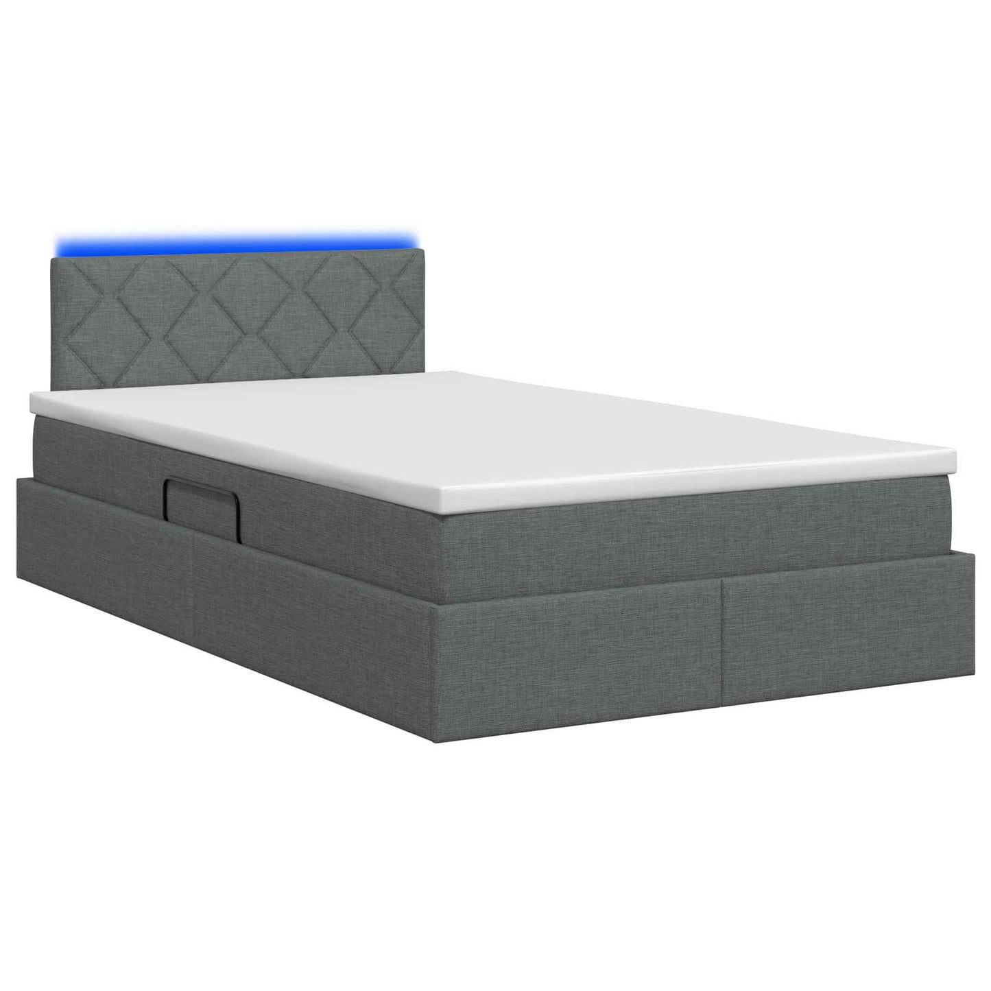 LED Opslagbed met Matras Donkergrijs 120 x 200 cm Stof