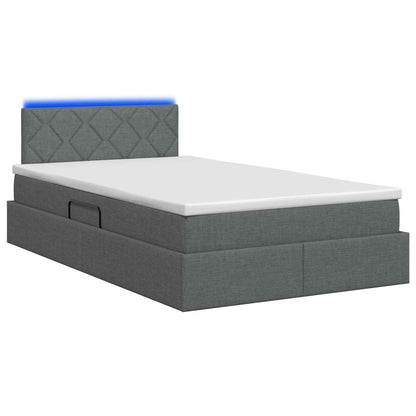LED Opslagbed met Matras Donkergrijs 120 x 200 cm Stof