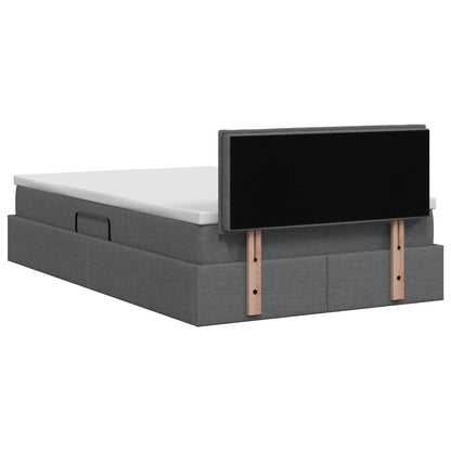 LED Opslagbed met Matras Donkergrijs 120 x 200 cm Stof