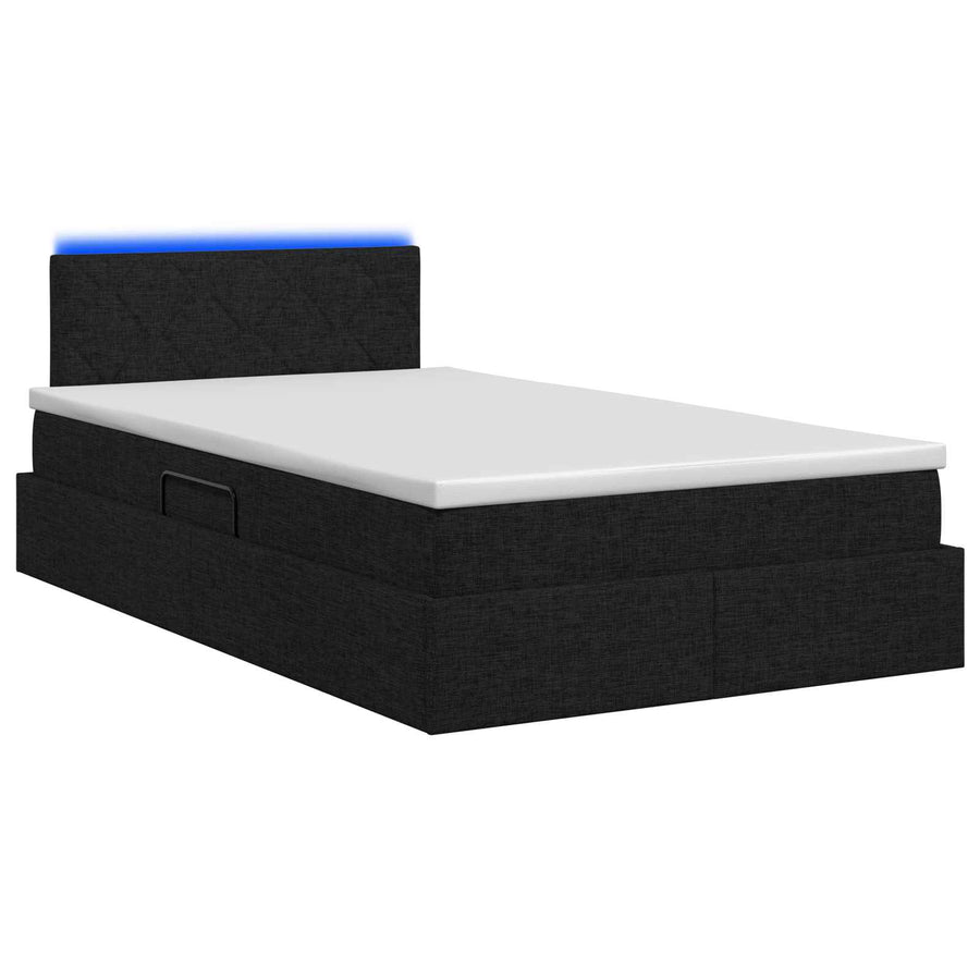 LED Opslagbed met Matras Zwart 120 x 200 cm Stof