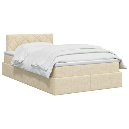 LED Opslagbed met Matras Crèmekleurig 120 x 200 cm Stof