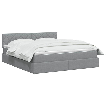 LED Opslagbed met Matras Lichtgrijs 140 x 190 cm Stof