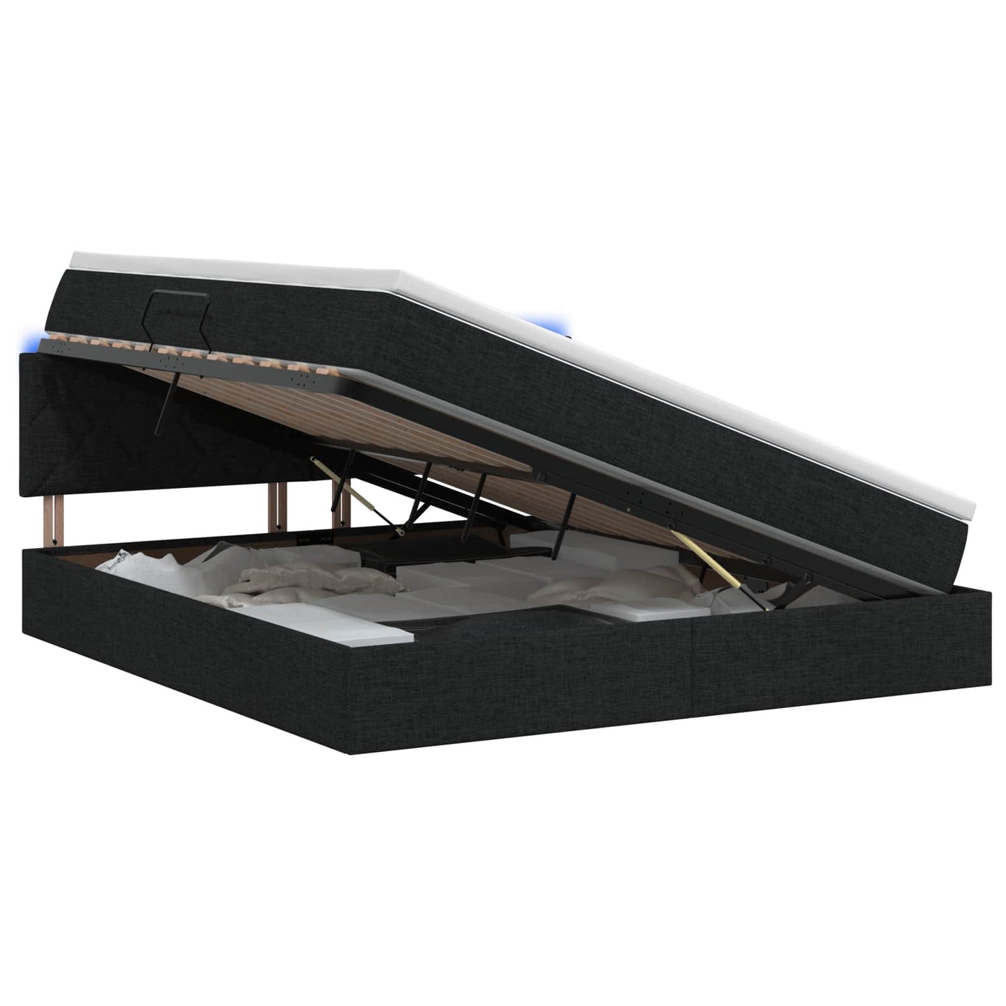 LED Opslagbed met Matras Zwart 140 x 190 cm Stof
