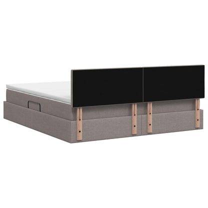 LED Opslagbed met Matras Taupe 140 x 200 cm Stof