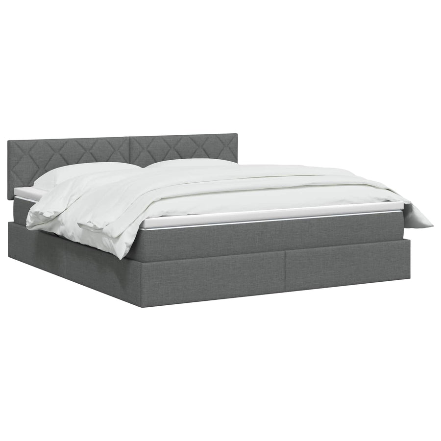 LED Opslagbed met Matras Donkergrijs 160 x 200 cm Stof