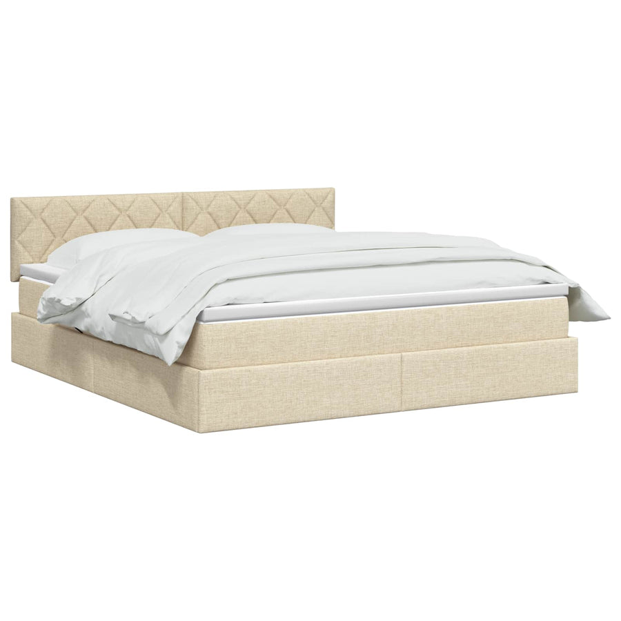 LED Opslagbed met Matras Crèmekleurig 160 x 200 cm Stof