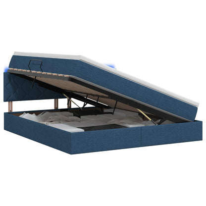 LED Opslagbed met Matras Blauw 160 x 200 cm Stof