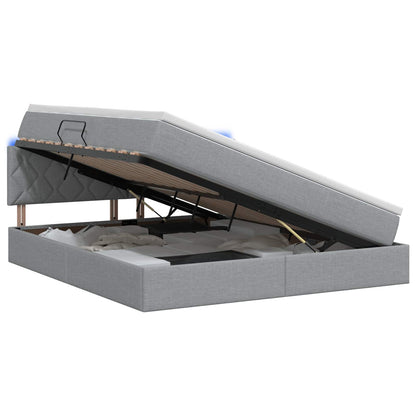 LED Opslagbed met Matras Lichtgrijs 180 x 200 cm Stof