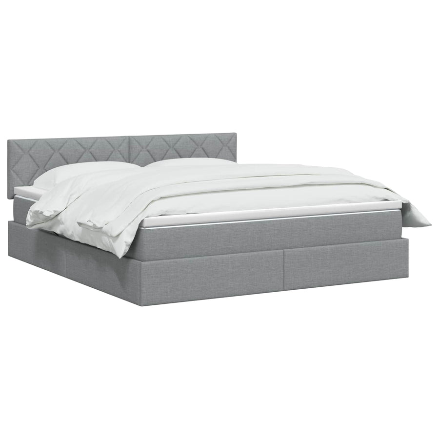 LED Opslagbed met Matras Lichtgrijs 180 x 200 cm Stof