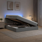 Opslagbed 140x200 cm donkergrijs met LED