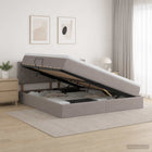 Opbergbed met matras 140x200 cm taupe fluweel
