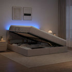 Opbergbed 140x200 cm taupe met led verlichting