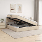 Opbergbed 160x200 cm crèmekleurig fluweel