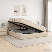 Opbergbed 160x200 cm crèmekleurig fluweel