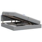 LED Opslagbed met Matras Lichtgrijs 200 x 200 cm Stof