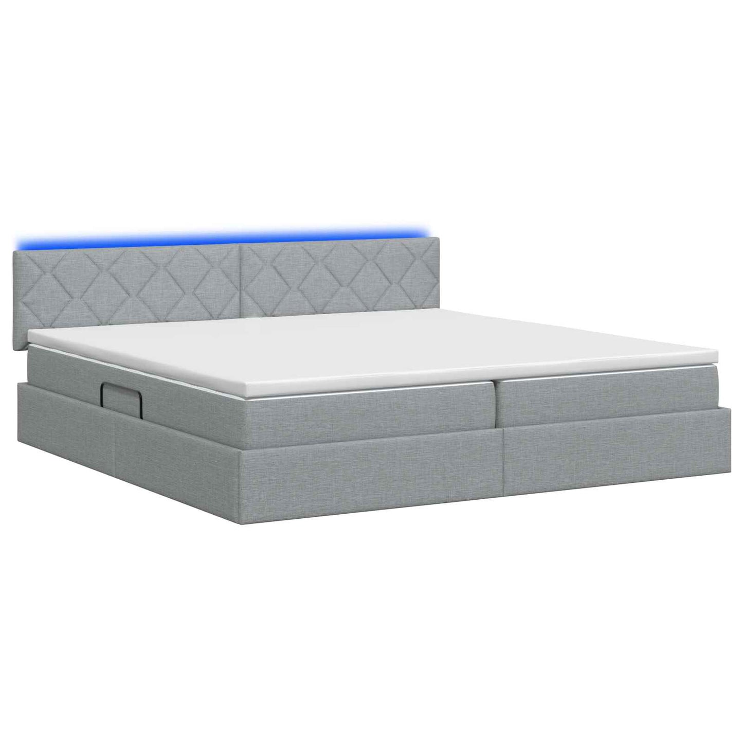 LED Opslagbed met Matras Lichtgrijs 200 x 200 cm Stof