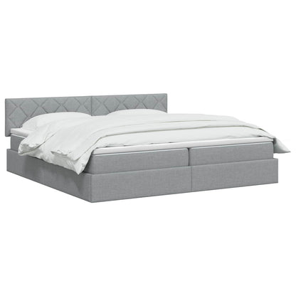 LED Opslagbed met Matras Lichtgrijs 200 x 200 cm Stof