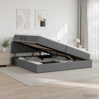 Opbergbed 200x200 cm donkergrijs met LED en matras