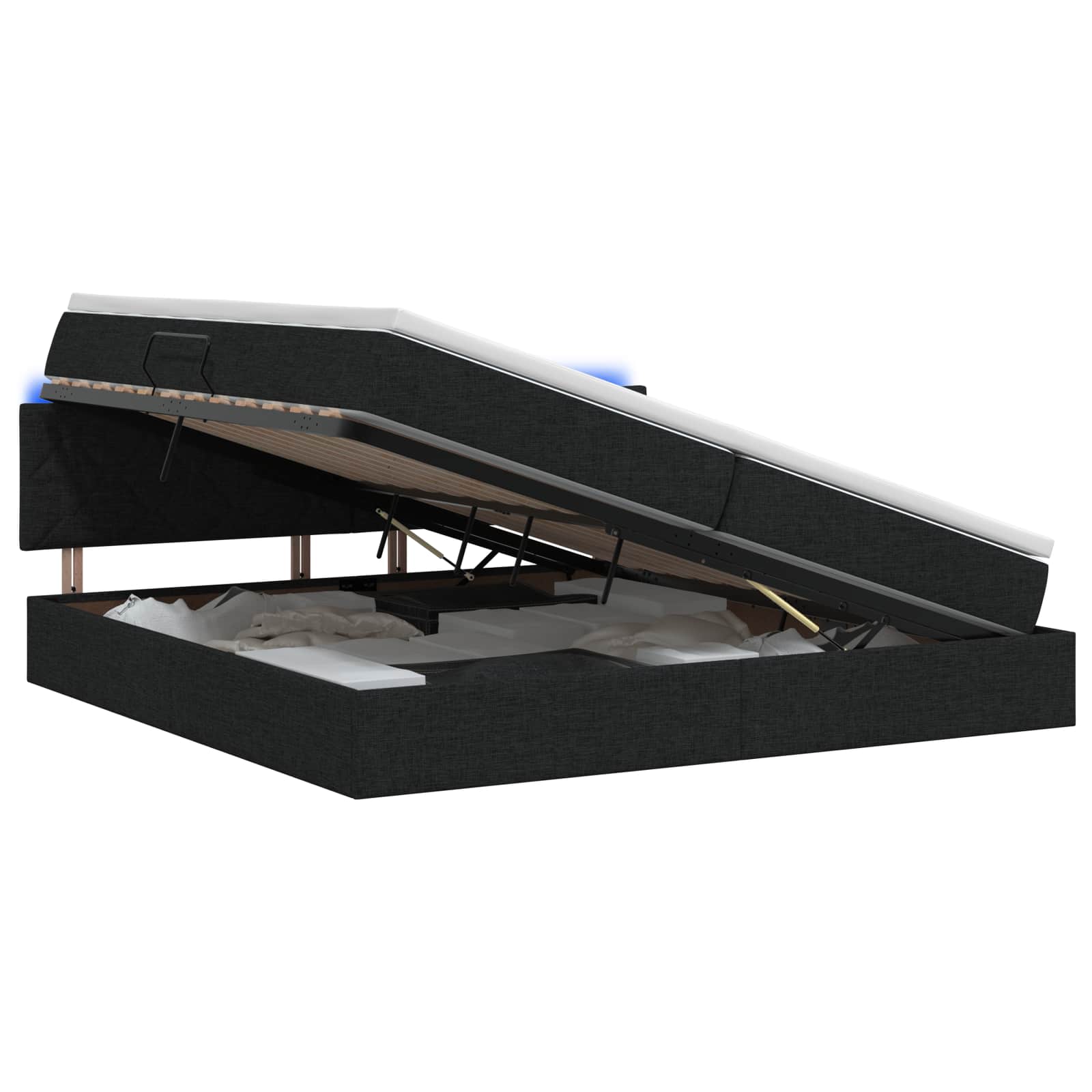 LED Opslagbed met Matras Zwart 200 x 200 cm Stof