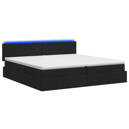 LED Opslagbed met Matras Zwart 200 x 200 cm Stof