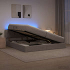 Opbergbed 200x200 cm taupe met LED en gaslift