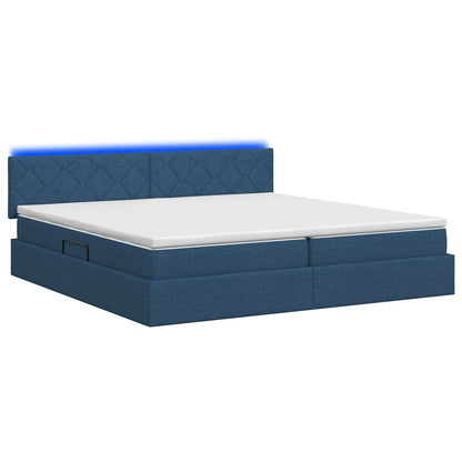 LED Opslagbed met Matras Blauw 200 x 200 cm Stof