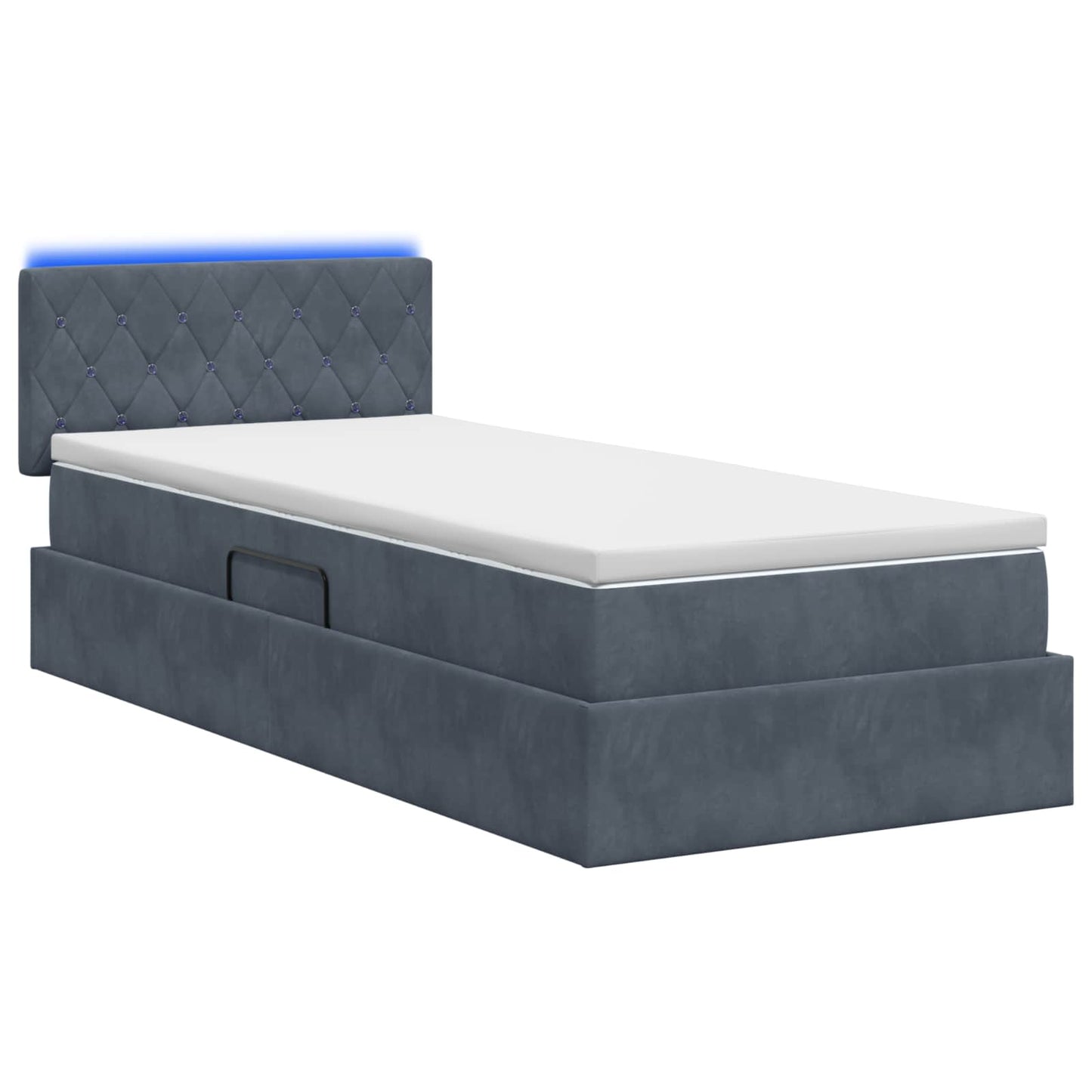 LED Opslagbed met Matras Donkergrijs 90 x 190 cm Fluweel