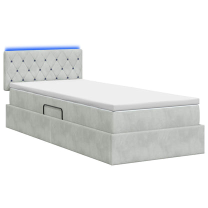 LED Opslagbed met Matras Lichtgrijs 90 x 200 cm Fluweel