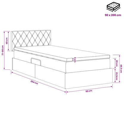 LED Opslagbed met Matras Lichtgrijs 90 x 200 cm Fluweel