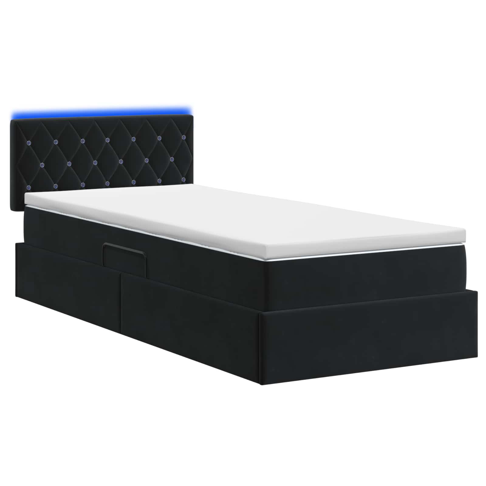 LED Opslagbed met Matras Zwart 90 x 200 cm Fluweel