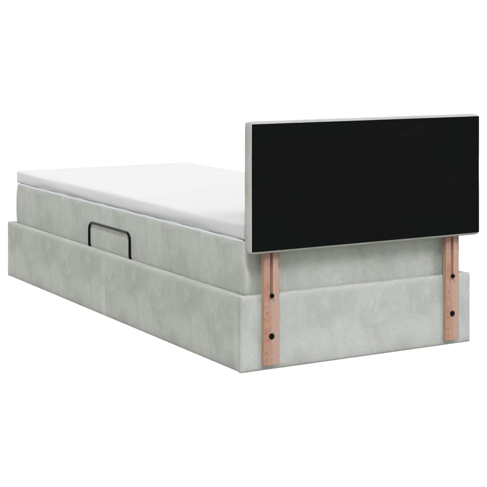 LED Opslagbed met Matras Lichtgrijs 100 x 200 cm Fluweel