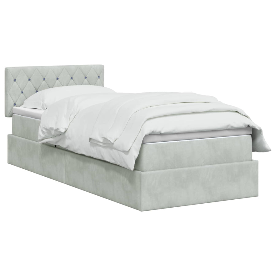 LED Opslagbed met Matras Lichtgrijs 100 x 200 cm Fluweel