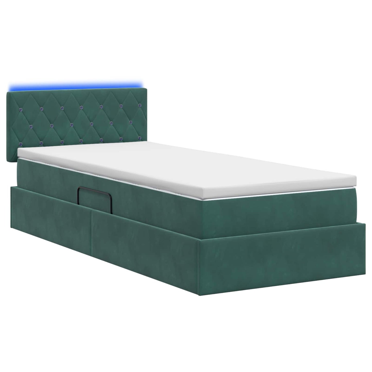 LED Opslagbed met Matras Donkergroen 100 x 200 cm Fluweel