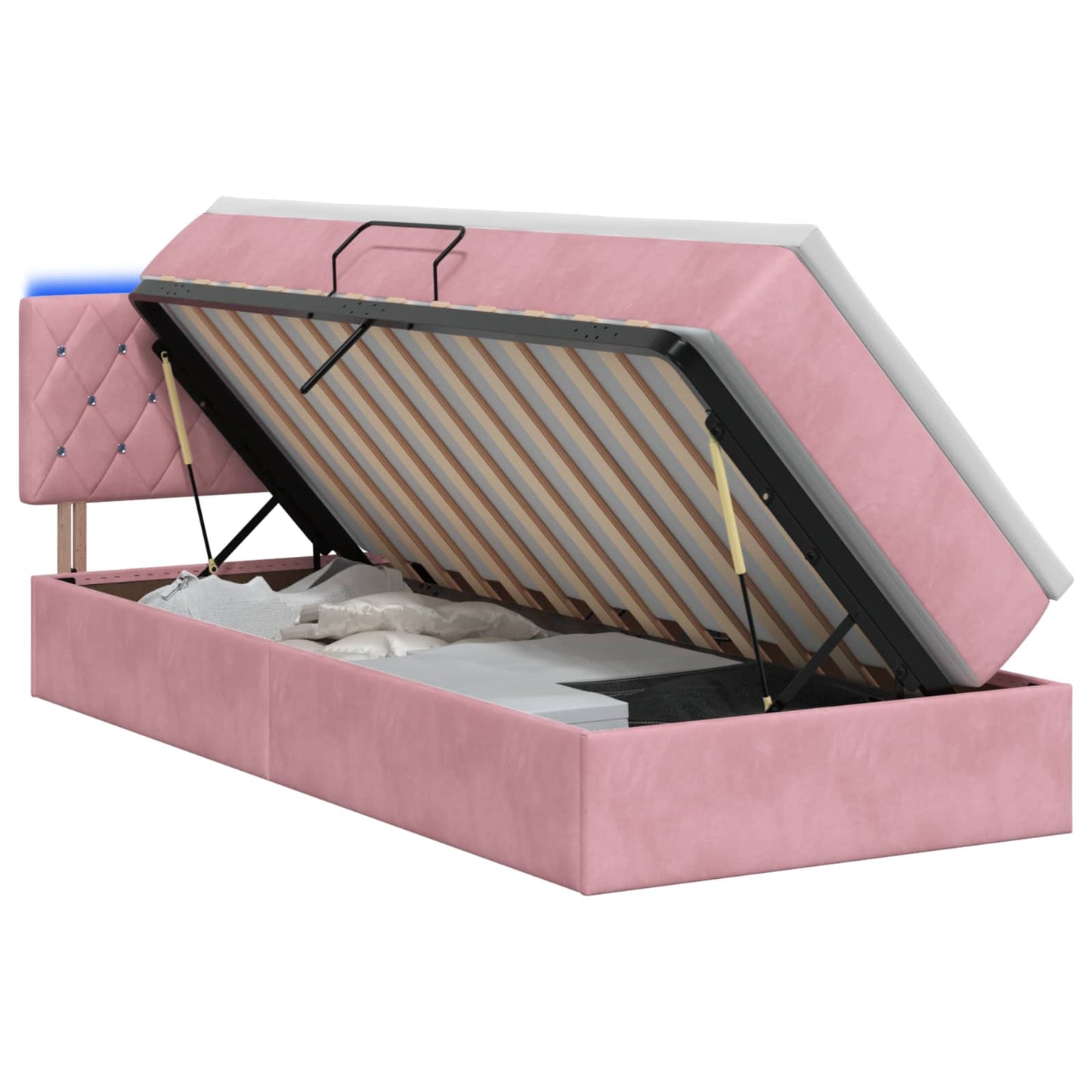 LED Opslagbed met Matras Roze 100 x 200 cm Fluweel