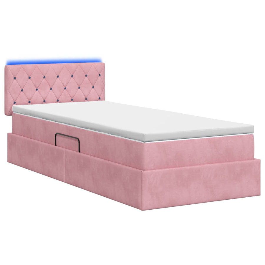 LED Opslagbed met Matras Roze 100 x 200 cm Fluweel