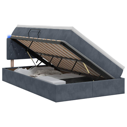 LED Opslagbed met Matras Donkergrijs 120 x 200 cm Fluweel