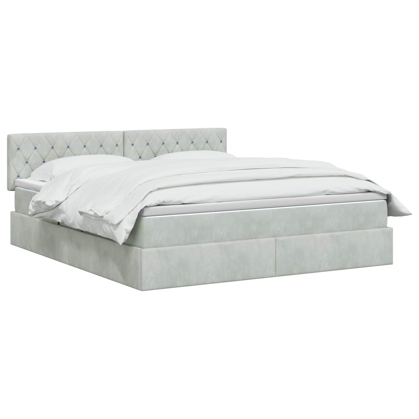 LED Opslagbed met Matras Lichtgrijs 140 x 190 cm Fluweel