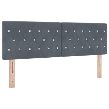 LED Opslagbed met Matras Donkergrijs 140 x 190 cm Fluweel