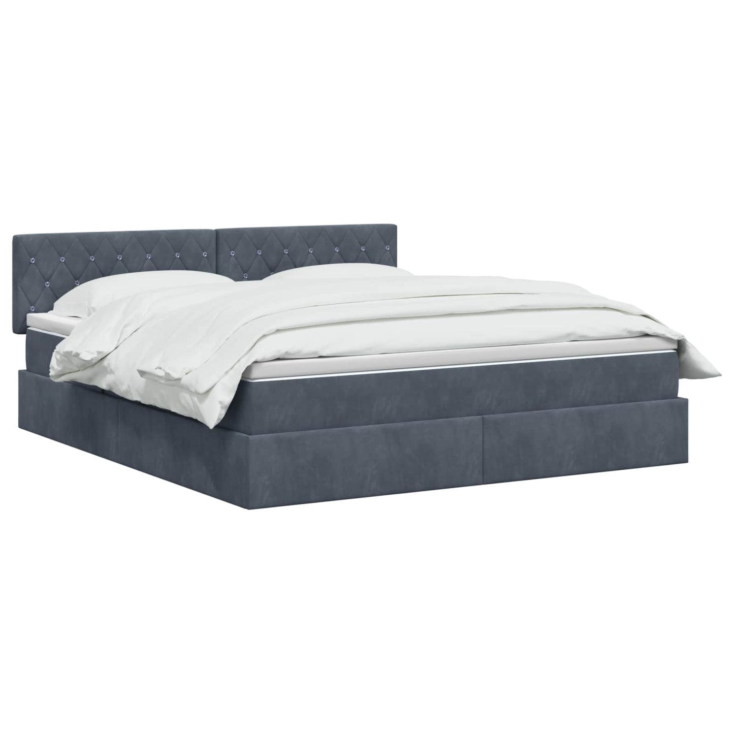LED Opslagbed met Matras Donkergrijs 140 x 190 cm Fluweel