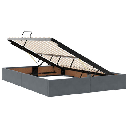 LED Opslagbed met Matras Donkergrijs 140 x 200 cm Fluweel