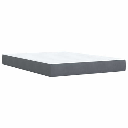 LED Opslagbed met Matras Donkergrijs 140 x 200 cm Fluweel