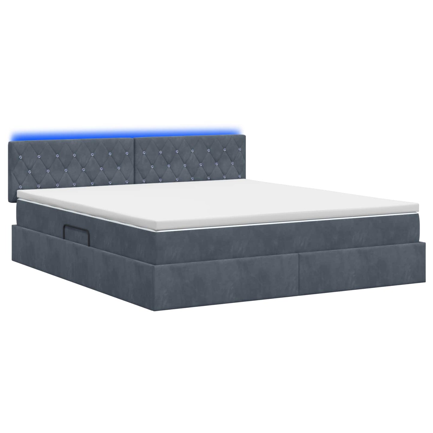 LED Opslagbed met Matras Donkergrijs 140 x 200 cm Fluweel