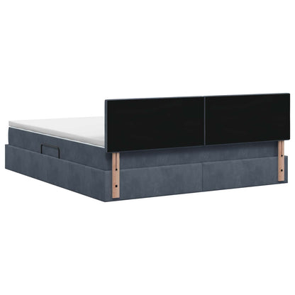 LED Opslagbed met Matras Donkergrijs 140 x 200 cm Fluweel