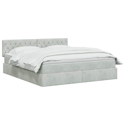 LED Opslagbed met Matras Lichtgrijs 180 x 200 cm Fluweel
