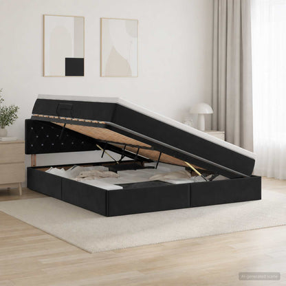 LED Opslagbed met Matras Zwart 160 x 200 cm Fluweel