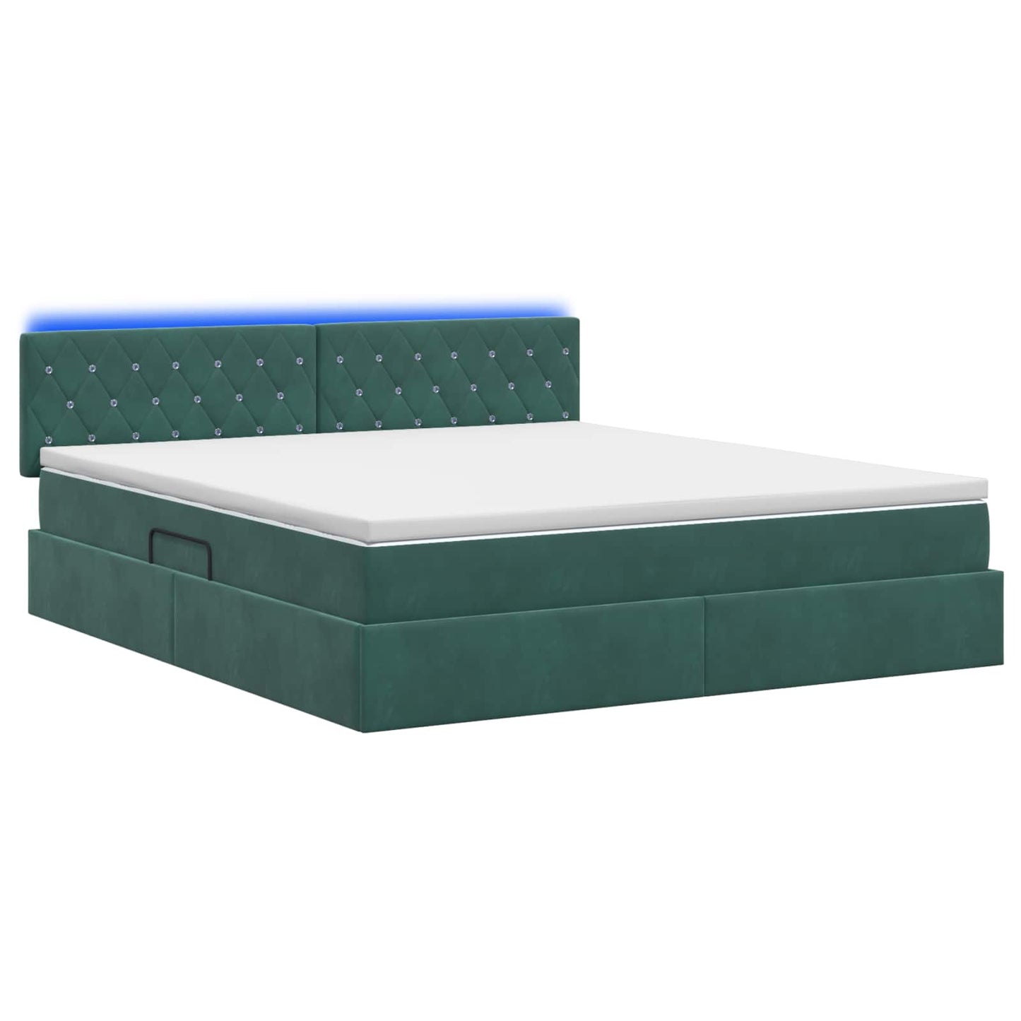 LED Opslagbed met Matras Donkergroen 180 x 200 cm Fluweel
