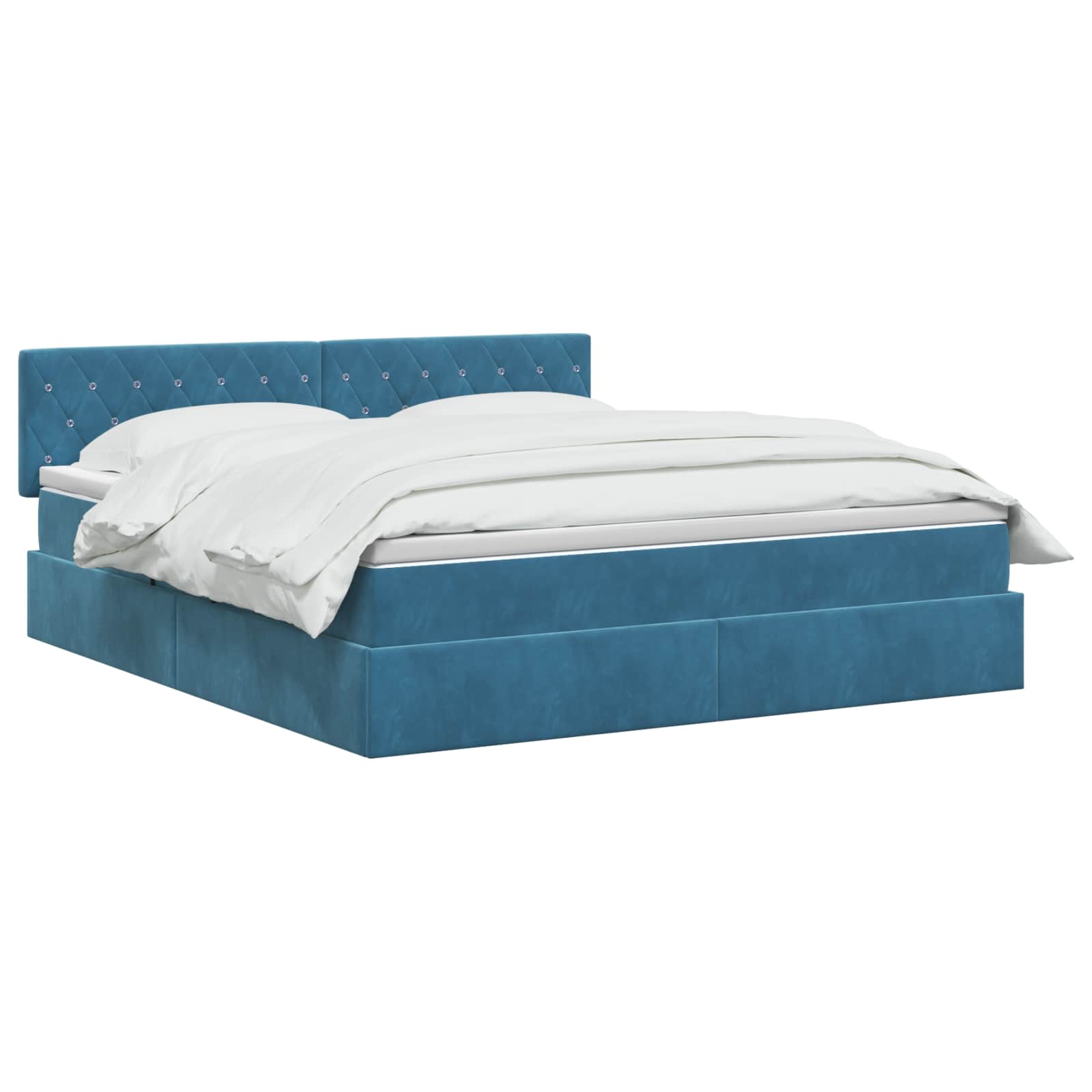 LED Opslagbed met Matras Donkerblauw 180 x 200 cm Fluweel