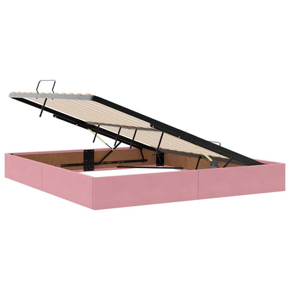 LED Opslagbed met Matras Roze 180 x 200 cm Fluweel