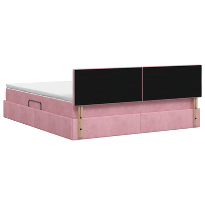 LED Opslagbed met Matras Roze 180 x 200 cm Fluweel