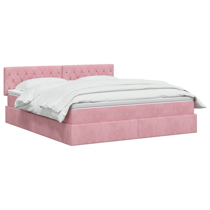 LED Opslagbed met Matras Roze 180 x 200 cm Fluweel